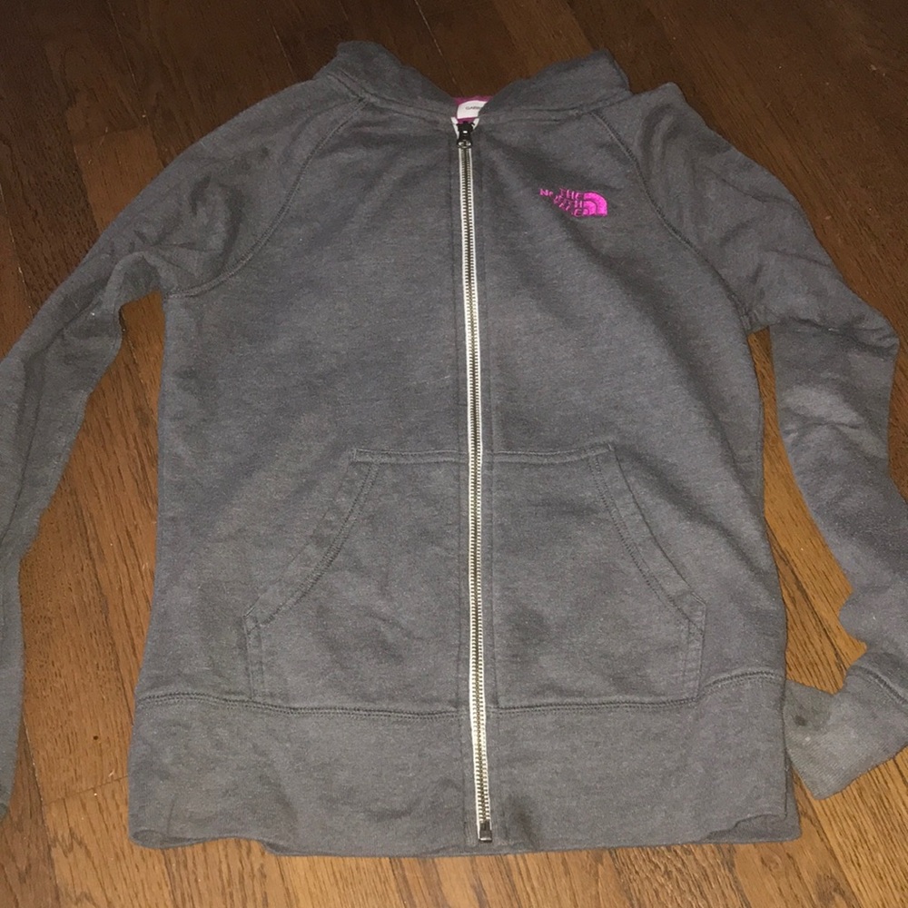 Grey north face jacket.
